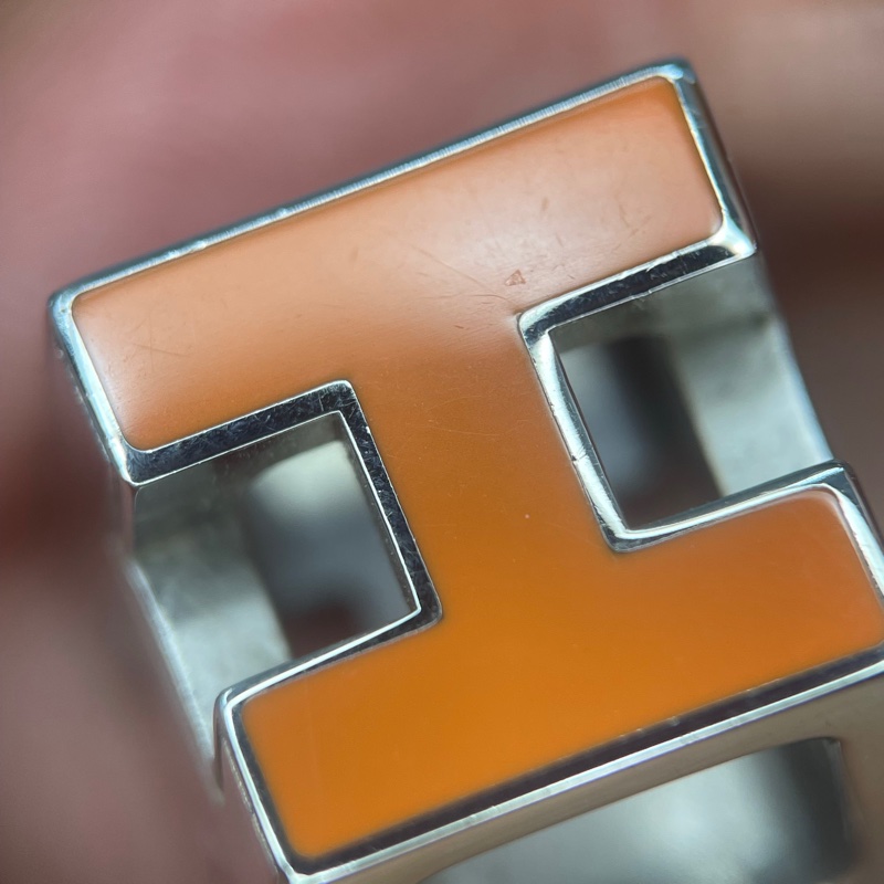 Hermes 橙色琺瑯H方型項鍊頭-12