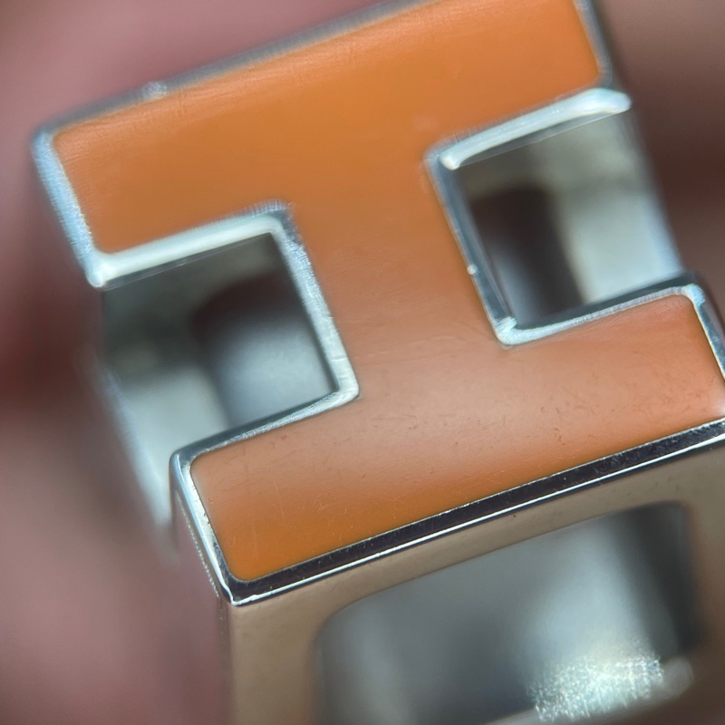 Hermes 橙色琺瑯H方型項鍊頭-13