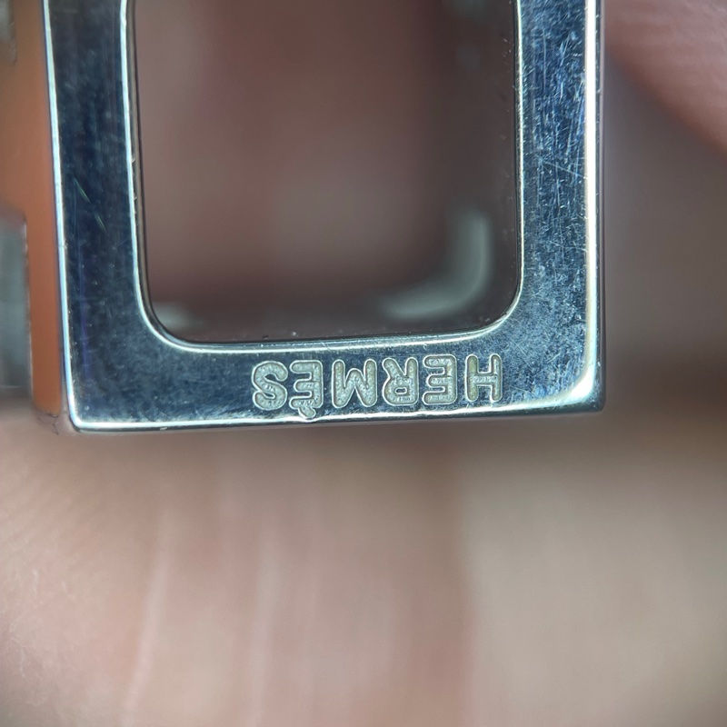 Hermes 橙色琺瑯H方型項鍊頭-14