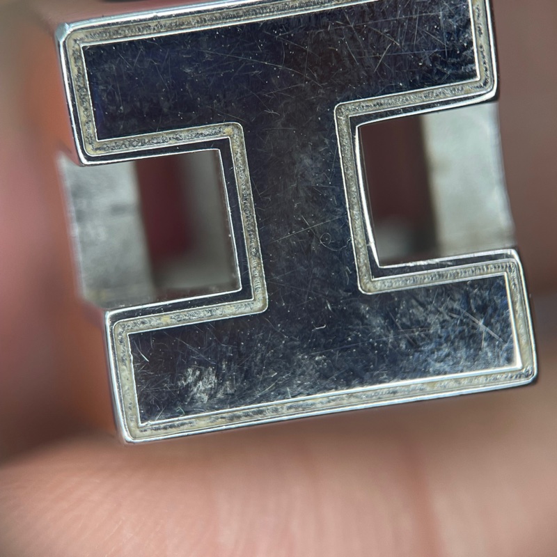 Hermes 橙色琺瑯H方型項鍊頭-15