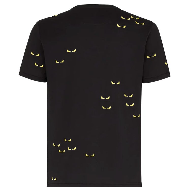 FENDI 經典怪獸 眼睛系列 刺繡 短T T-shirt 男 黑色-1