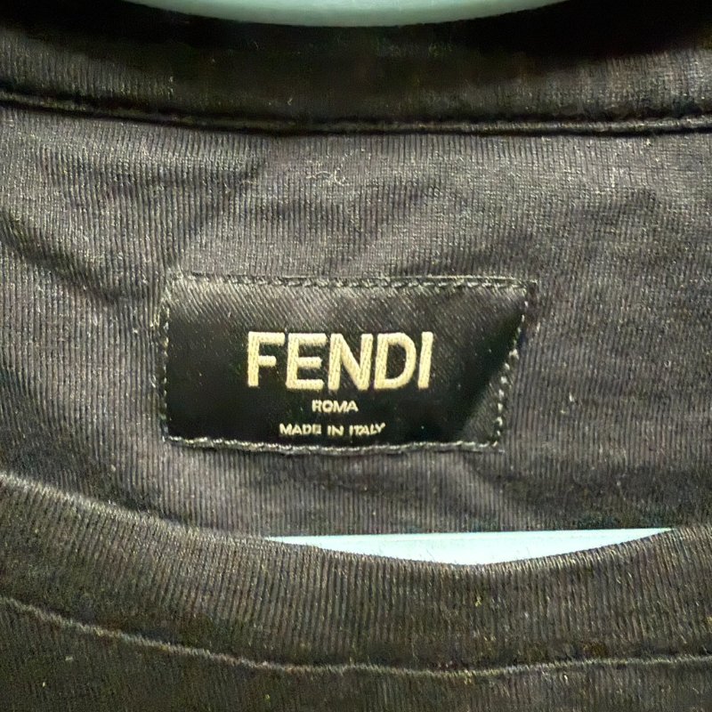 FENDI 經典怪獸 眼睛系列 刺繡 短T T-shirt 男 黑色-5