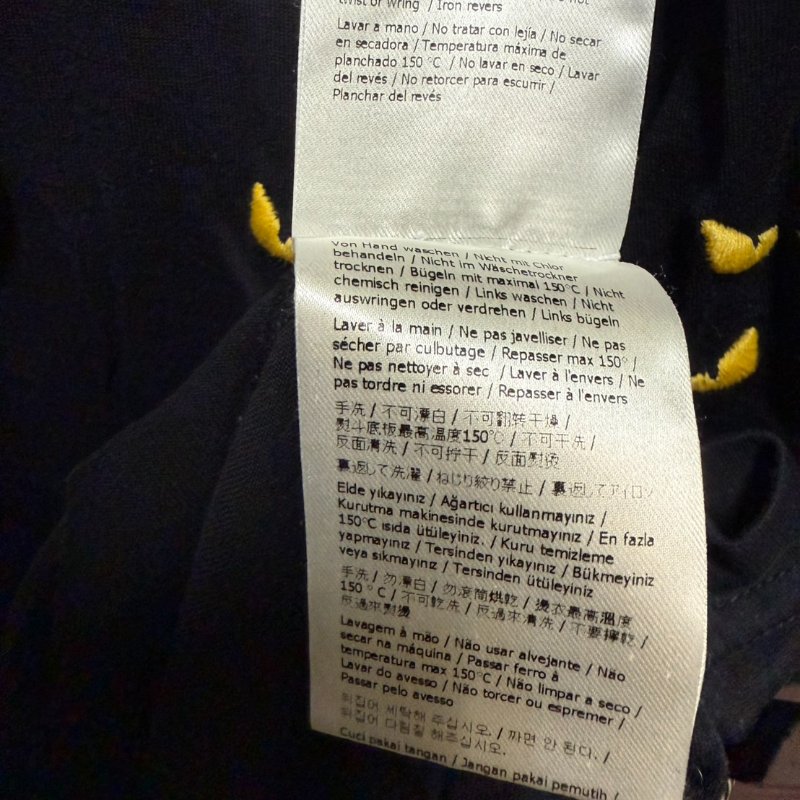 FENDI 經典怪獸 眼睛系列 刺繡 短T T-shirt 男 黑色-7