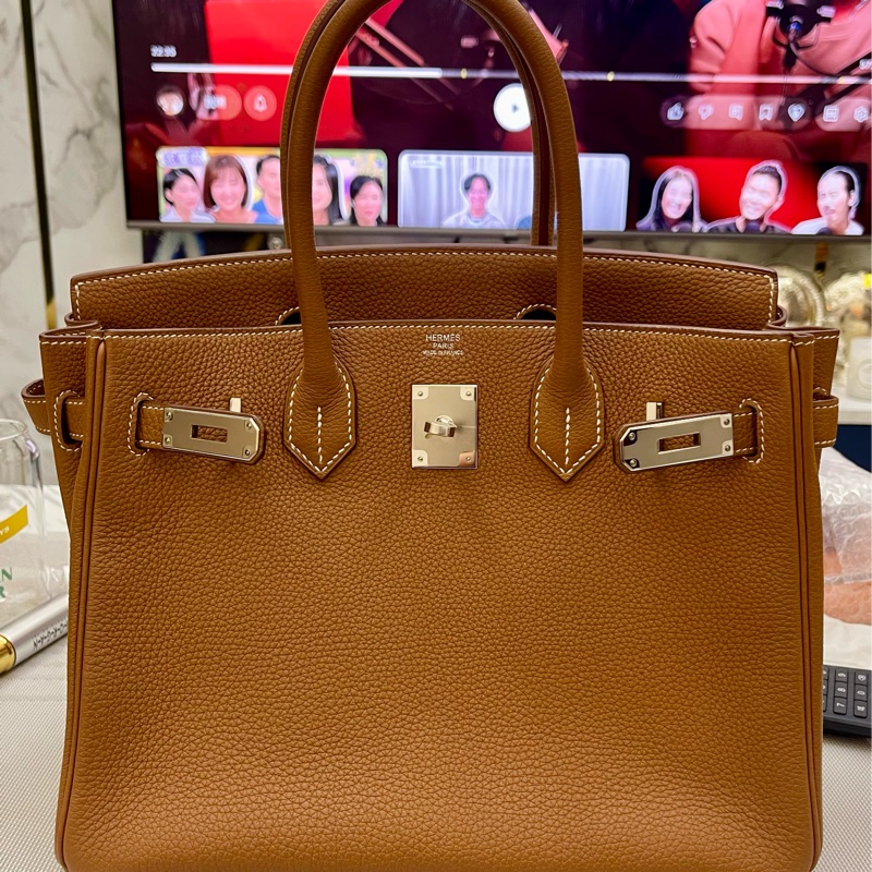 Birkin30金棕銀扣-7