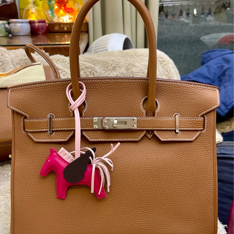 Birkin30金棕銀扣，-0