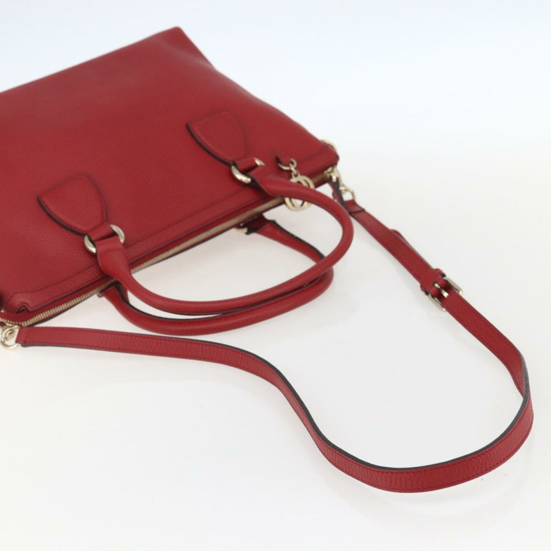 【日本直送】GUCCI 互扣式手提包 皮革 兩用 紅色 金色 449659 正品 ep12480-7