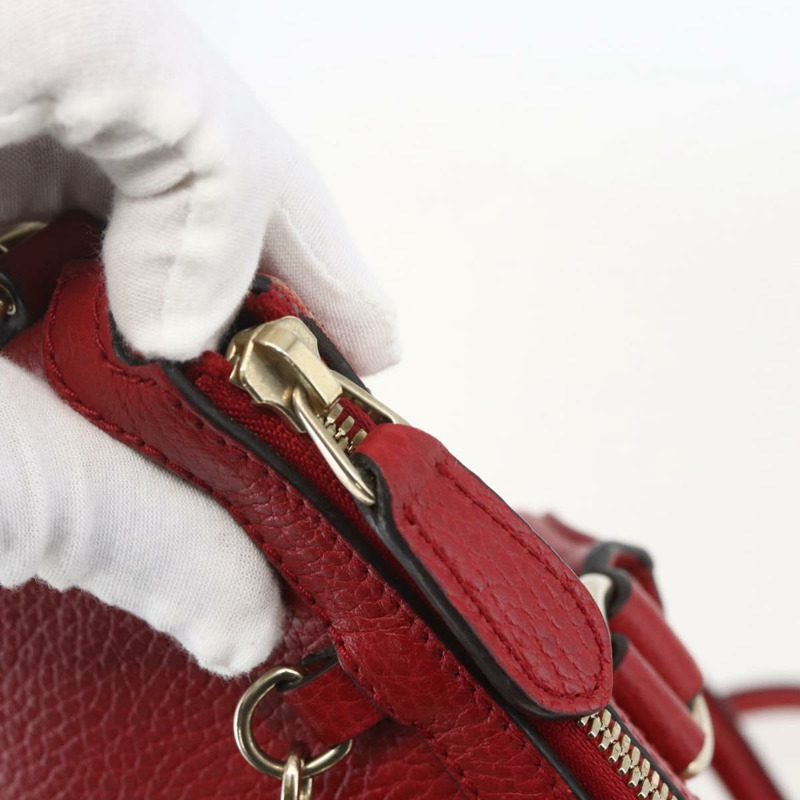 【日本直送】GUCCI 互扣式手提包 皮革 兩用 紅色 金色 449659 正品 ep12480-9