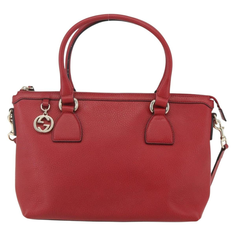 【日本直送】GUCCI 互扣式手提包 皮革 兩用 紅色 金色 449659 正品 ep12480-12