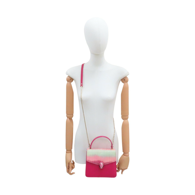 桃紅色 牛皮 Galuchat Serpenti Forever 肩背包【BVLGARI 寶格麗】-14