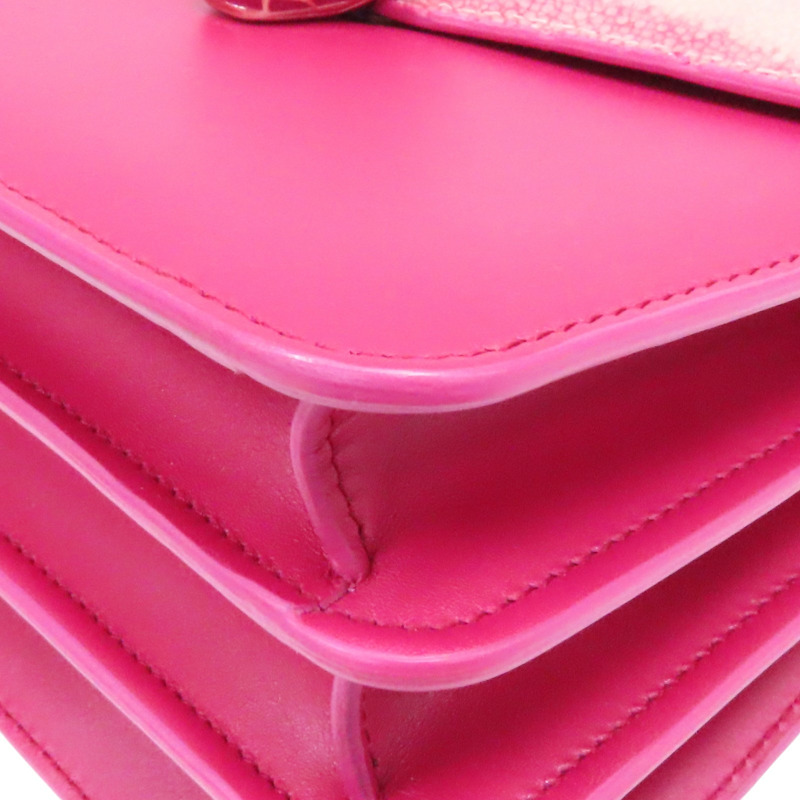 桃紅色 牛皮 Galuchat Serpenti Forever 肩背包【BVLGARI 寶格麗】-15