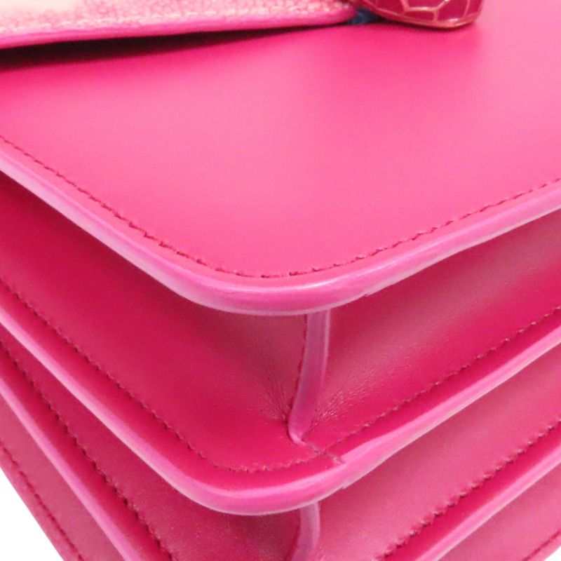 桃紅色 牛皮 Galuchat Serpenti Forever 肩背包【BVLGARI 寶格麗】-16