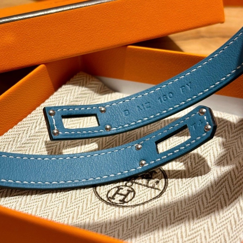 Hermes 新牛仔藍白線銀釦Kelly Double Tour 手環T4大手圍-3