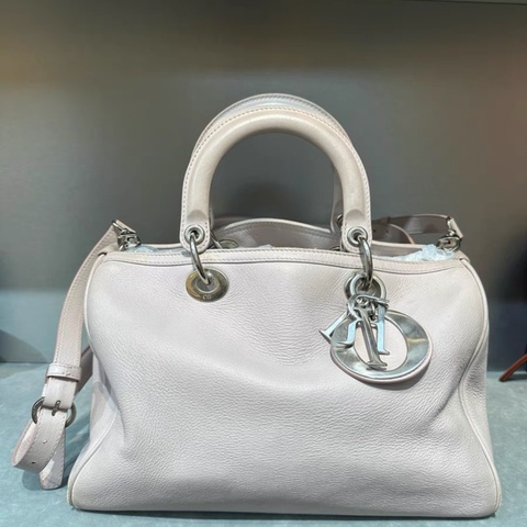 迪奧 粉色全皮波士頓包