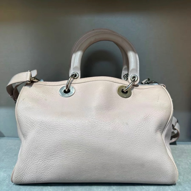 迪奧 粉色全皮波士頓包-2