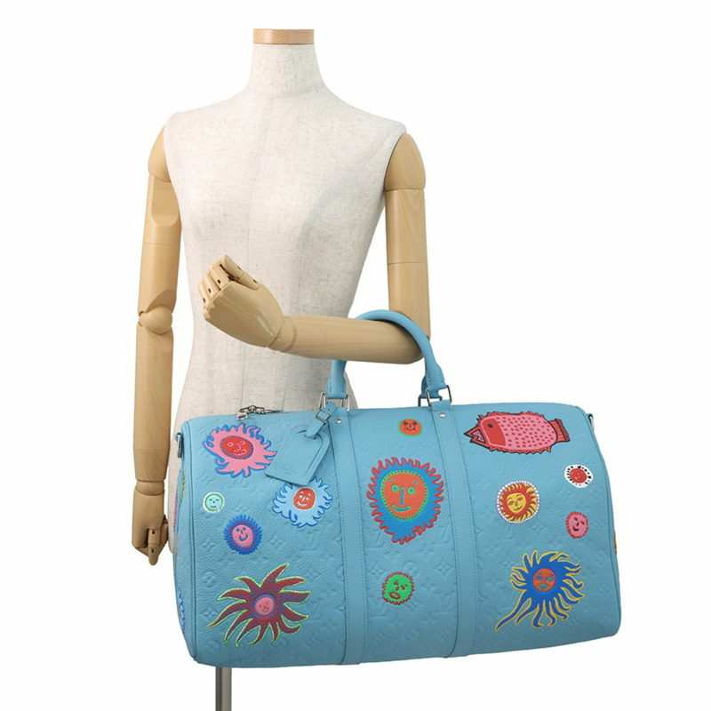 Louis Vuitton Boston Bag Monogram Taurillon LV×YK Bandouliere 50 M21713 in Yayoi Kusama Colloration-3