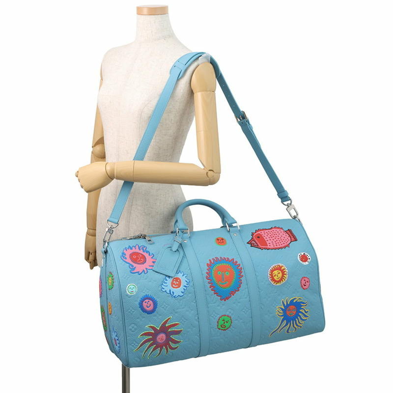 Louis Vuitton Boston Bag Monogram Taurillon LV×YK Bandouliere 50 M21713 in Yayoi Kusama Colloration-4