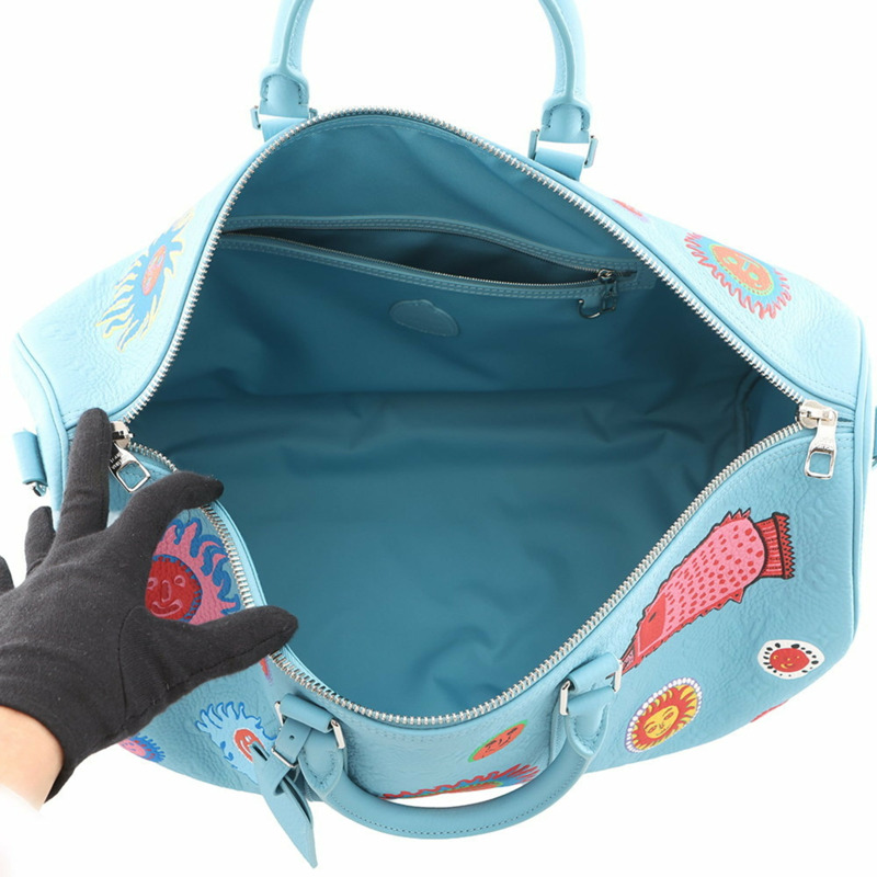 Louis Vuitton Boston Bag Monogram Taurillon LV×YK Bandouliere 50 M21713 in Yayoi Kusama Colloration-5