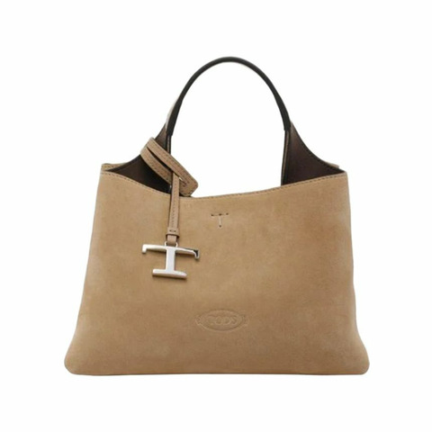 TODS Timeless Logo 麂皮迷你手提單肩包 棕色 25FW