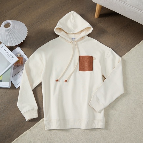 ❤️LOEWE 秋冬百搭 白色帶帽衫