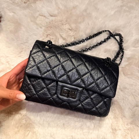 Chanel 2.55 so black mini 晶片 全配