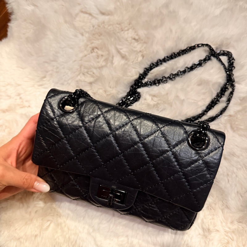 Chanel 2.55 so black mini 晶片 全配-4
