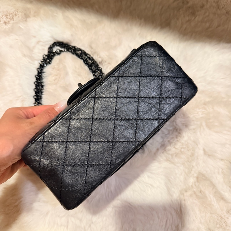 Chanel 2.55 so black mini 晶片 全配-6