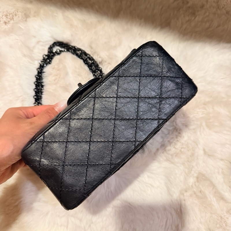 Chanel 2.55 so black mini 晶片 全配-7