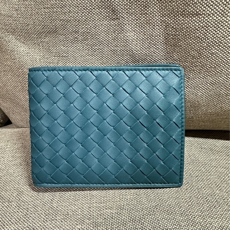 Bottega Veneta經典的 Intrecciato 編織皮夾 藍色-0