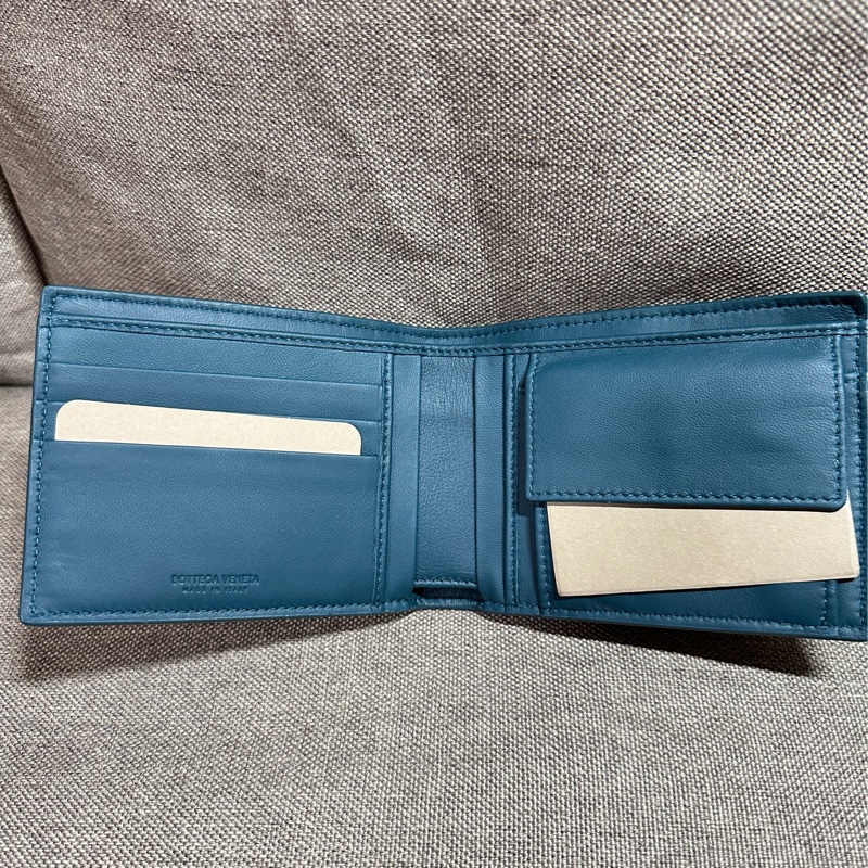 Bottega Veneta經典的 Intrecciato 編織皮夾 藍色-3