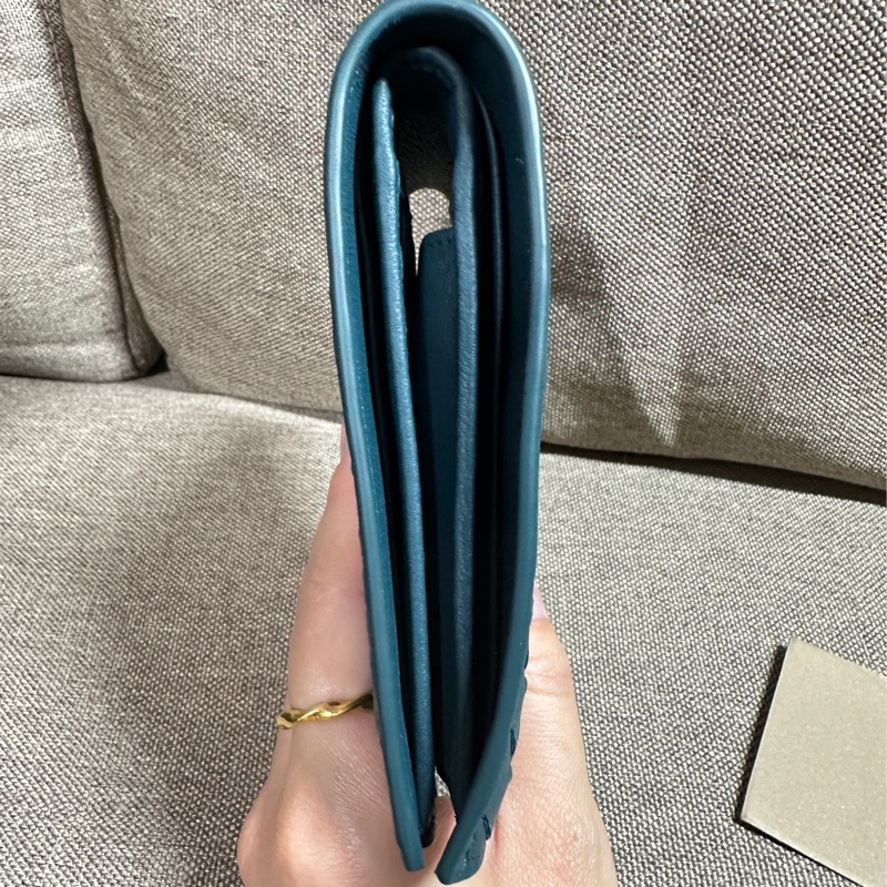 Bottega Veneta經典的 Intrecciato 編織皮夾 藍色-7