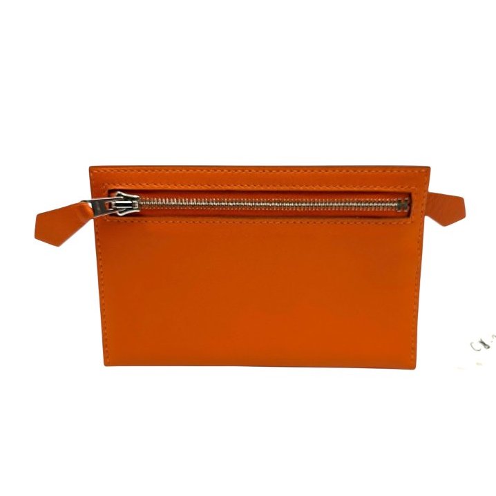 【美收精品】HERMES 橘色零錢包□L刻 C-72-0