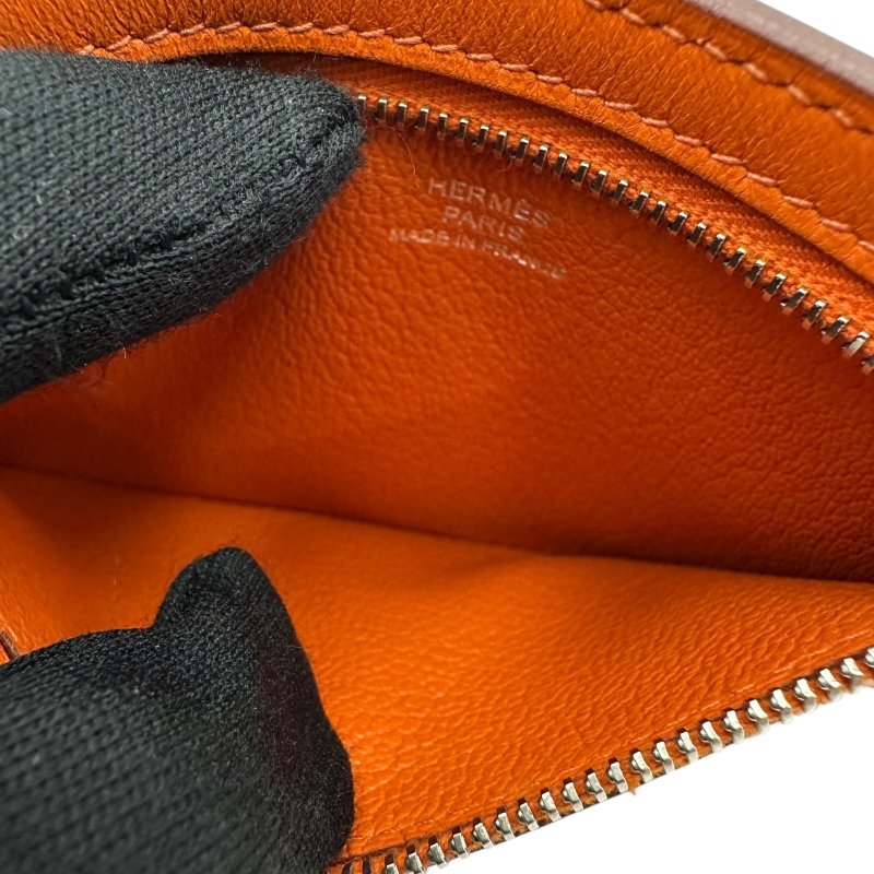 【美收精品】HERMES 橘色零錢包□L刻 C-72-5