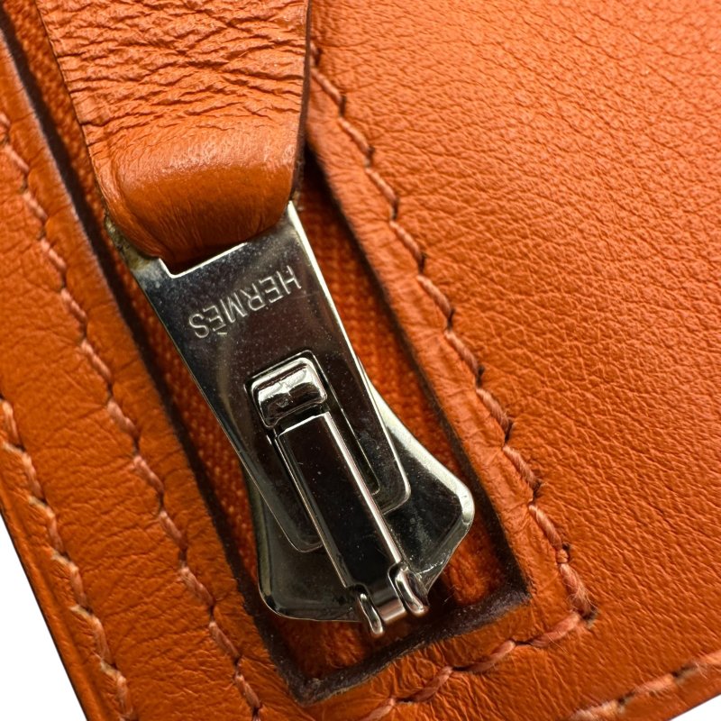 【美收精品】HERMES 橘色零錢包□L刻 C-72-6