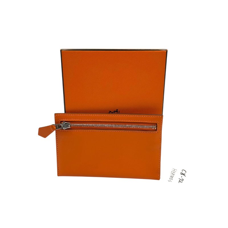 【美收精品】HERMES 橘色零錢包□L刻 C-72-8