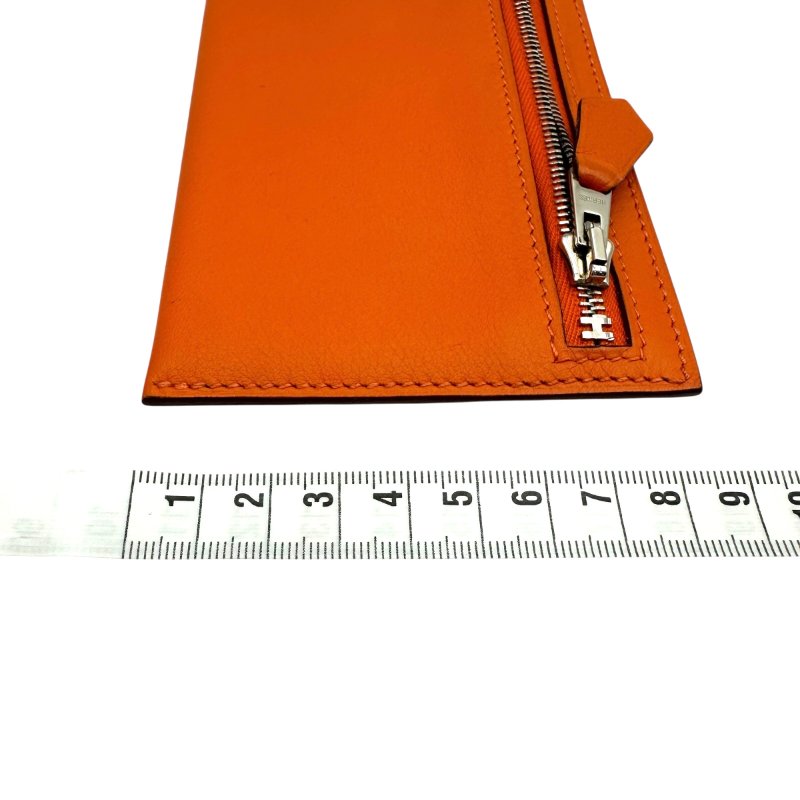 【美收精品】HERMES 橘色零錢包□L刻 C-72-10