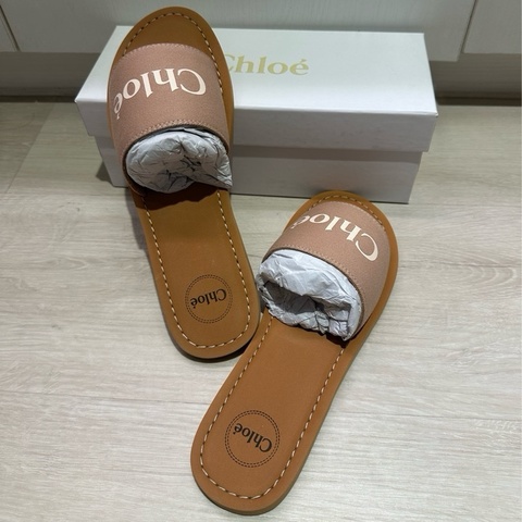 Chloé Kids logo 印花涼拖鞋 38 粉色