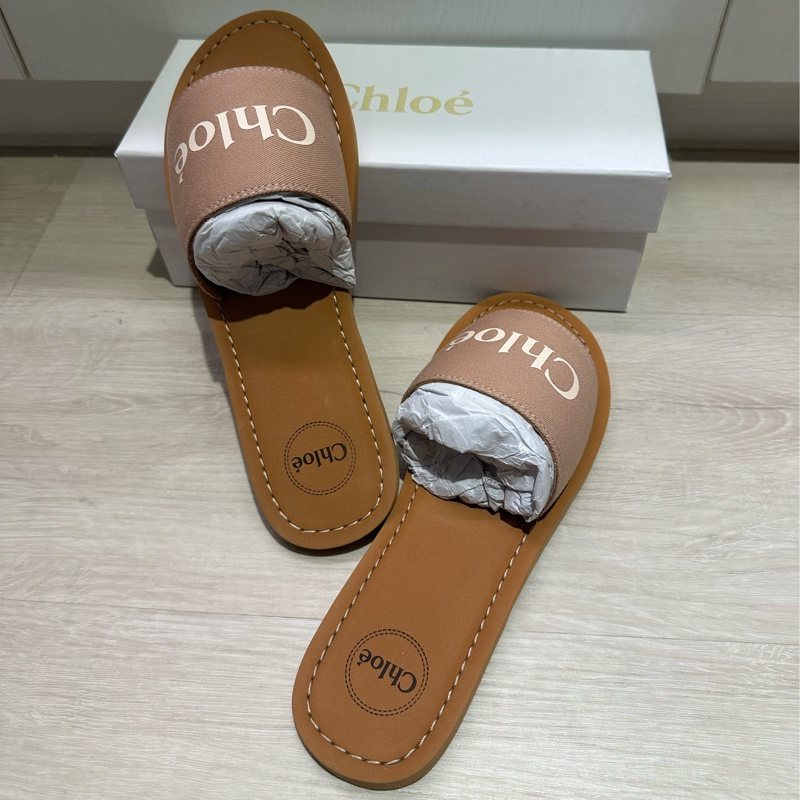 Chloé Kids logo 印花涼拖鞋 38 粉色-5