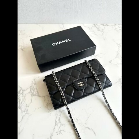 【LA LUNE】絕版古董包 Chanel黑色WOC皮革包 側背包 斜背包 中古二手包 長夾