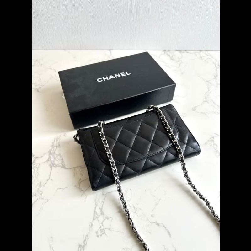 【LA LUNE】絕版古董包 Chanel黑色WOC皮革包 側背包 斜背包 中古二手包 長夾-5