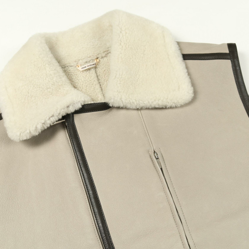 愛馬仕 (HERMES) 羊羔皮馬甲,米色,二手,男款 50 碼-9