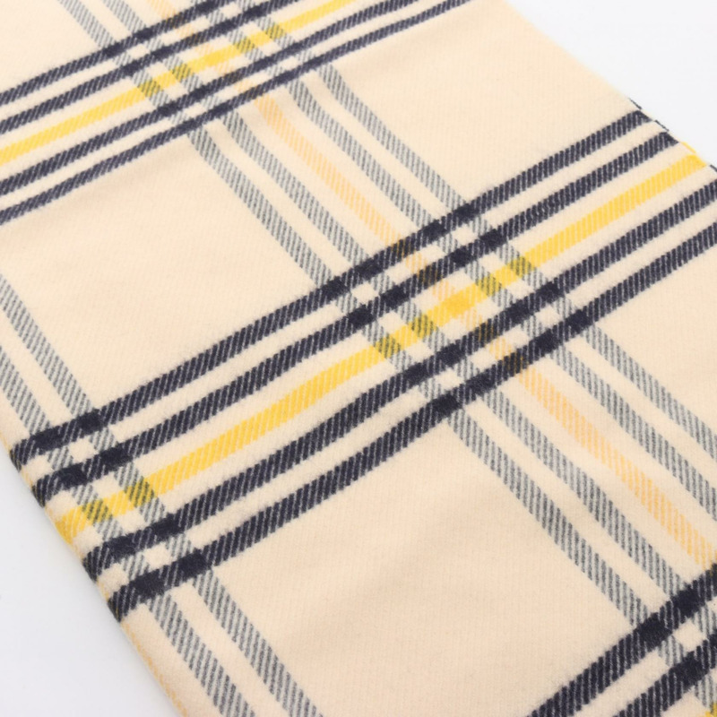 愛馬仕羊絨圍巾,米色、藏青色、黃色,二手女款-1