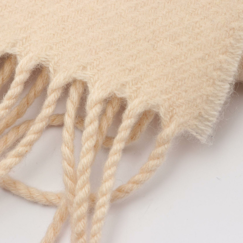 愛馬仕羊絨圍巾,米色、藏青色、黃色,二手女款-5