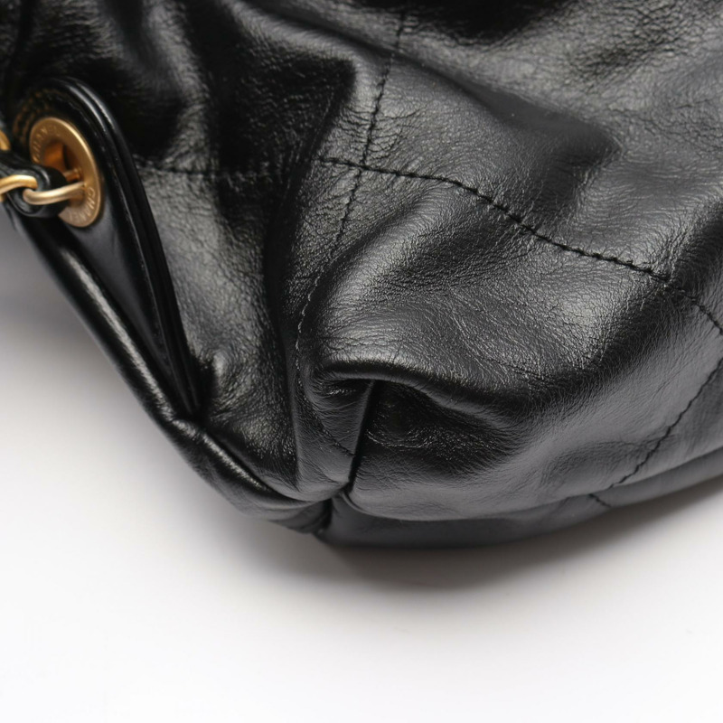 香奈兒 22 大雙肩包 AS3313 絎縫皮革 黑色 二手 金色五金-6