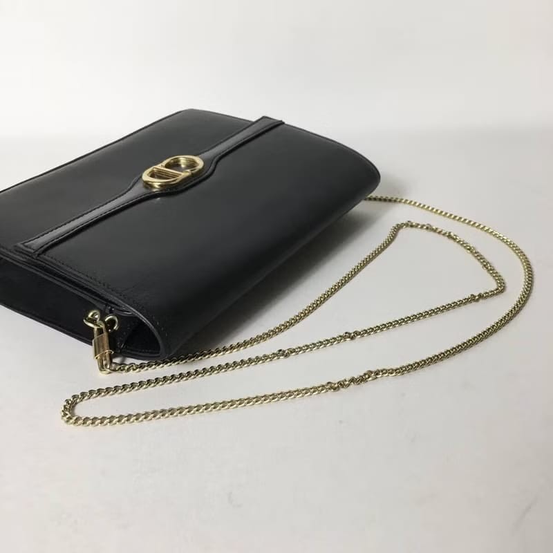 【LA LUNE】中古二手包 Dior 黑金色翻蓋包 單肩包 側背包 斜背包 古董包手袋-4