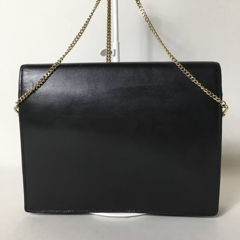 【LA LUNE】中古二手包 Dior 黑金色翻蓋包 單肩包 側背包 斜背包 古董包手袋-7