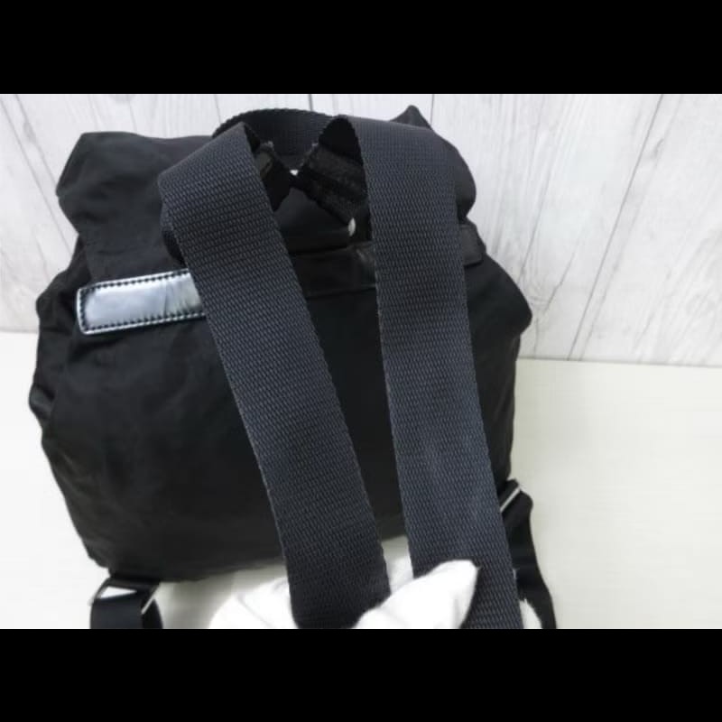 【LA LUNE】絕版古董品 Prada黑色銀標尼龍雙肩包 後背包 背囊 中古包 二手包-6