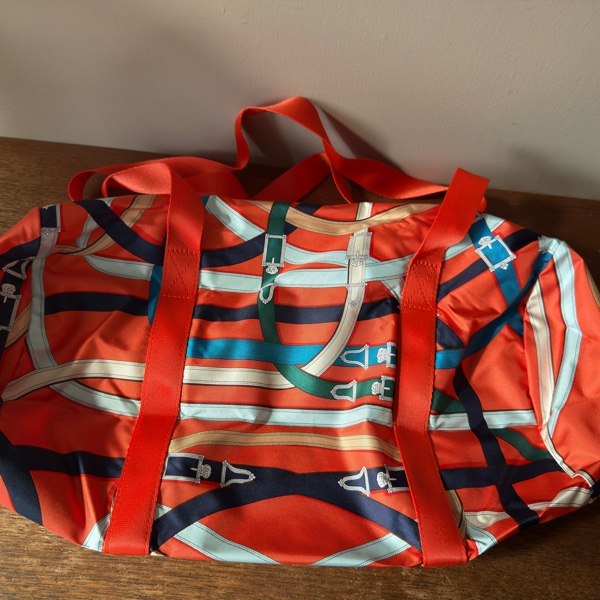 HERMES Airsilk Duffle 38 真絲材質運動旅行袋-5