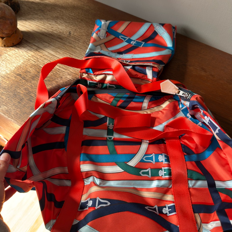 HERMES Airsilk Duffle 38 真絲材質運動旅行袋-6