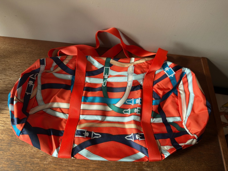 HERMES Airsilk Duffle 38 真絲材質運動旅行袋-7