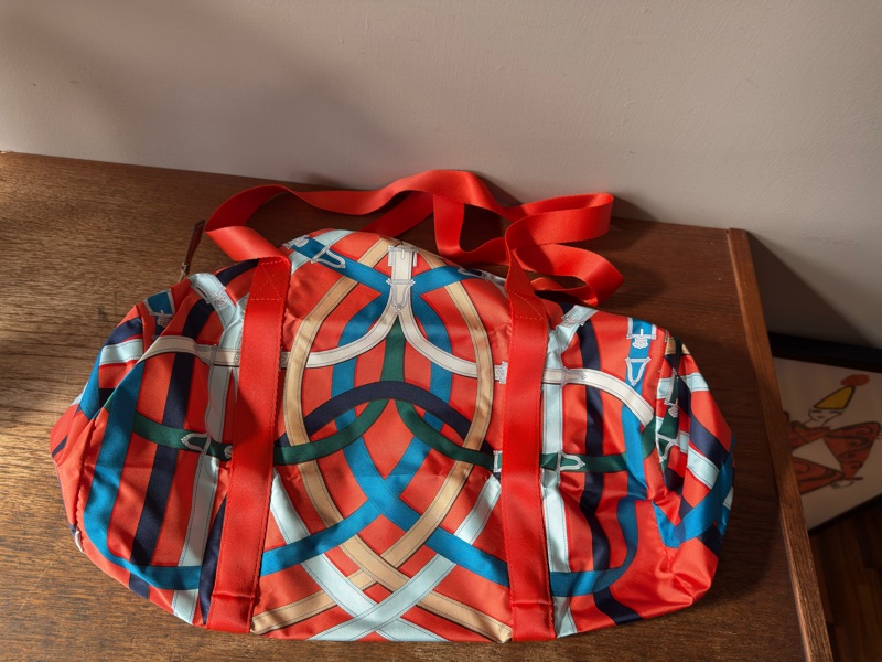 HERMES Airsilk Duffle 38 真絲材質運動旅行袋-8